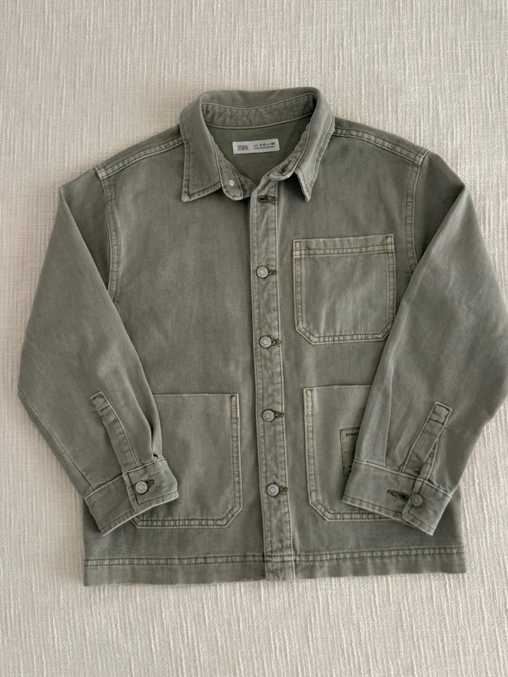 Zara Boys Olive Utility Shirt Jacket